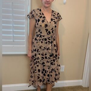 Anthropologie HUTCH Dress Lala Leopard Wrap Maxi Size XS